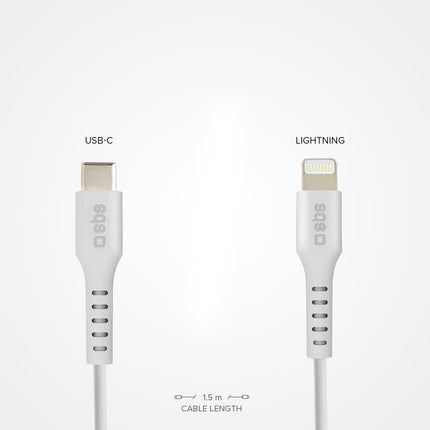 SBS MFi certified USB-C - iPhone Lightning cable 1m - white – image 5