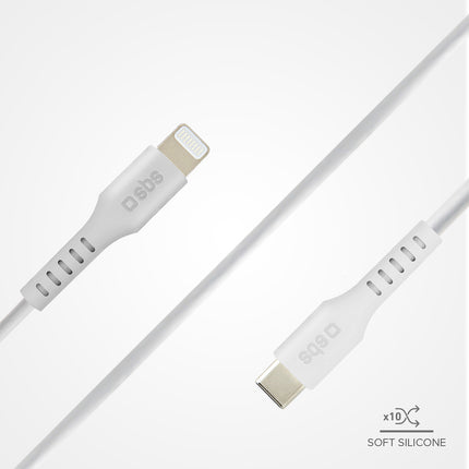 SBS MFi certified USB-C - iPhone Lightning cable 1m - white – image 6