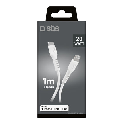 SBS MFi certified USB-C - iPhone Lightning cable 1m - white – image 8