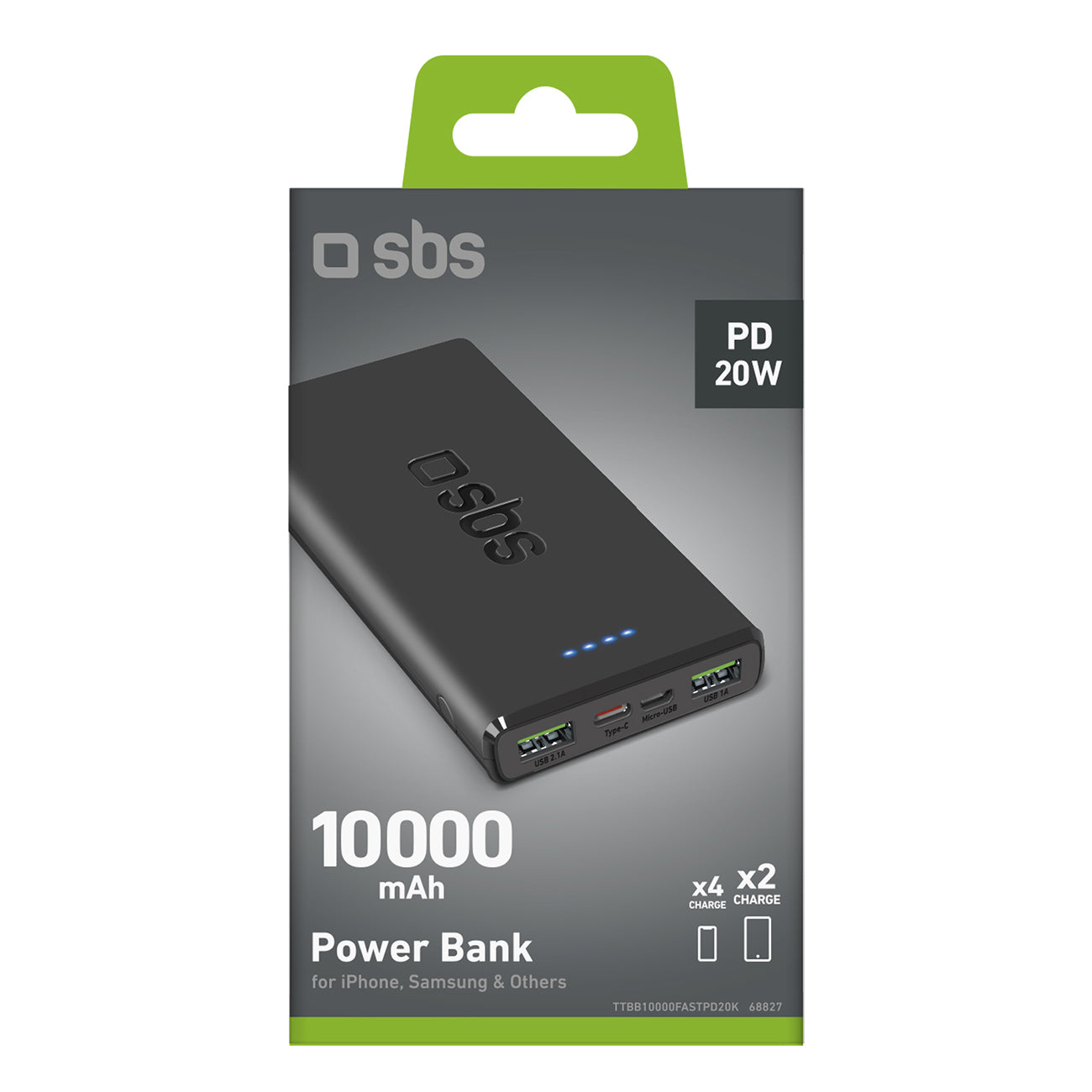 SBS Powerbank 10000 mAh Power Delivery 20W - black – image 2