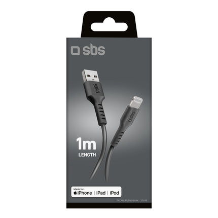 SBS MFi certified USB-A - iPhone Lightning cable 1m - black – image 2