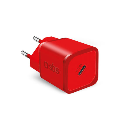 SBS GaN network charger with Power Delivery 20W - red