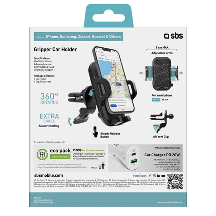 SBS Reinforced car holder for a smartphone on the air vent - black – image 4