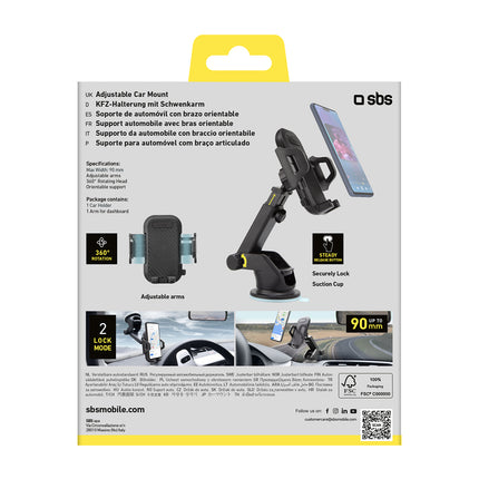 SBS Telescopic smartphone car holder with suction cup - black – image 4