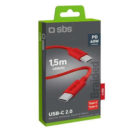 SBS Braided cable USB-C 60 W 1.5 m - red – image 2