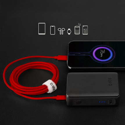 SBS Braided cable USB-C 60 W 1.5 m - red – image 3