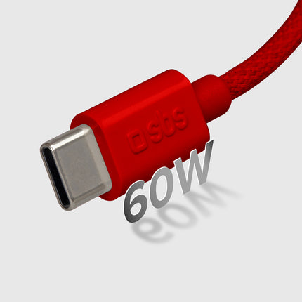 SBS Braided cable USB-C 60 W 1.5 m - red – image 7