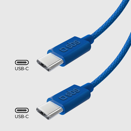 SBS Braided cable USB-C - USB-C 60W 1.5m - blue – image 3