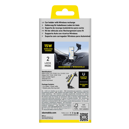 SBS Telescopic car holder for a smartphone with a MagSafe induction charger - black – image 3