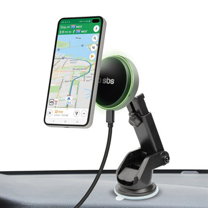 SBS Telescopic smartphone holder with MagSafe wireless charger for glass and board - black – image 3