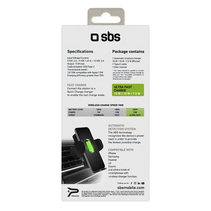 SBS Car smartphone holder with wireless charger for air vent - black – image 5