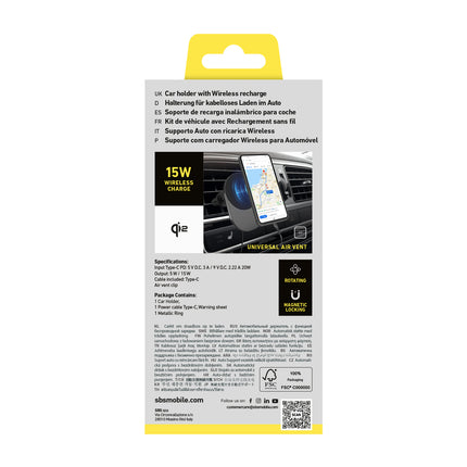 SBS Car holder with MagSafe wireless charger - black – image 3
