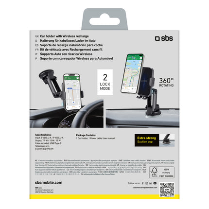 SBS Car holder with 15W wireless charger - black – image 7