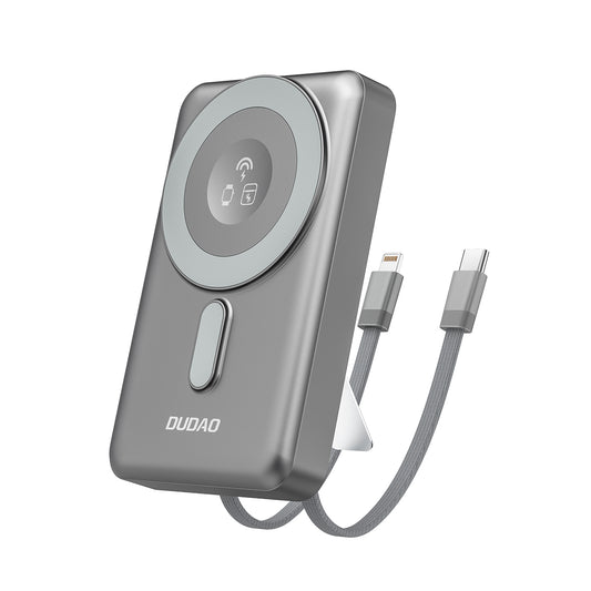 DUDAO K29 Powerbank 10000mAh MagSafe Metal Housing Stand USB-C Cables iPhone Lightning PD 20W - Gray