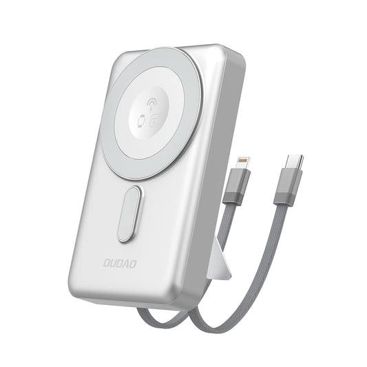 DUDAO K29 Powerbank 10000mAh MagSafe Metal Housing Stand USB-C Cables iPhone Lightning PD 20W - Silver