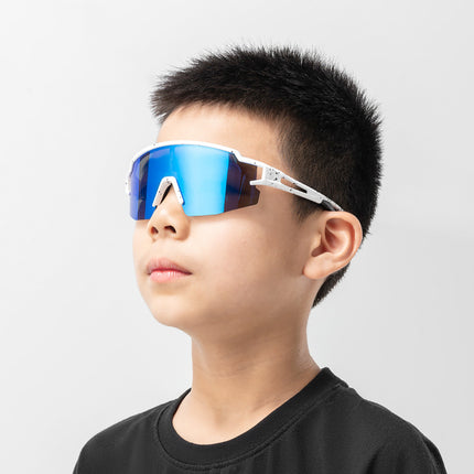 ROCKBROS Polarized cycling glasses for children with a UV filter - white and blue – image 9