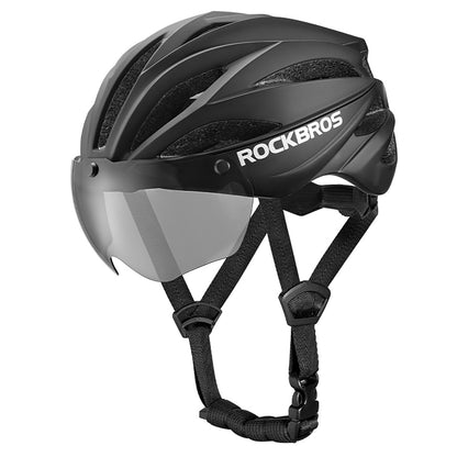 ROCKBROS Bicycle helmet with a lens, detachable glasses with a UV filter, unisex - black and brown – image 2