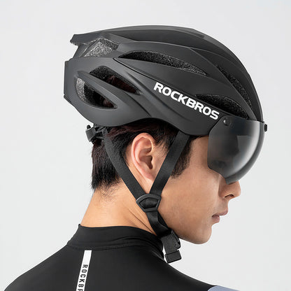 ROCKBROS Bicycle helmet with a lens, detachable glasses with a UV filter, unisex - black and brown – image 3
