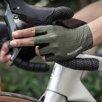 ROCKBROS Breathable fingerless cycling gloves, size XL - green – image 2