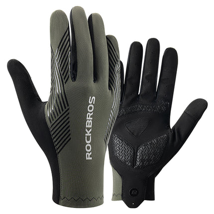 ROCKBROS Full shock-absorbing cycling gloves, size XL - green