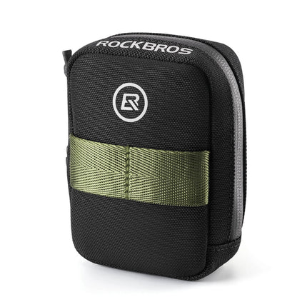 ROCKBROS Mini bicycle saddle bag with CO2 cartridge holder - black and green