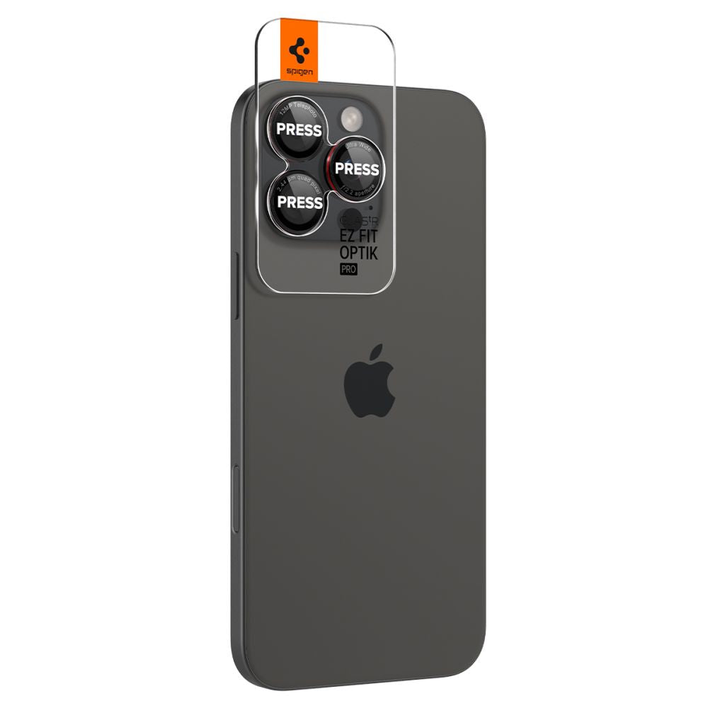 SPIGEN Tempered glass camera for iPhone 14 Pro/Pro Max/15 Pro/Pro Max/16 Pro/16 Pro Max - black with red border – image 4