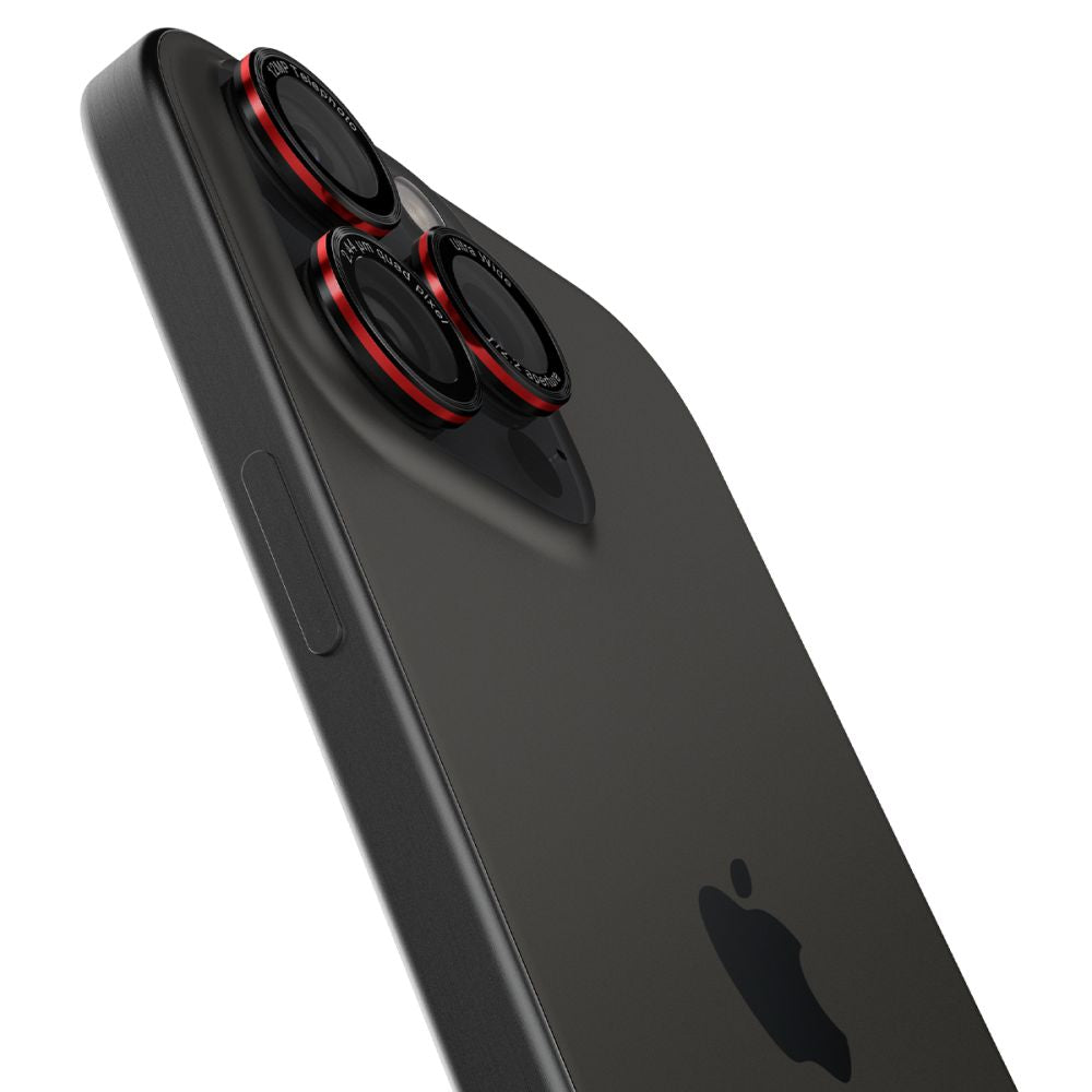 SPIGEN Tempered glass camera for iPhone 14 Pro/Pro Max/15 Pro/Pro Max/16 Pro/16 Pro Max - black with red border – image 5