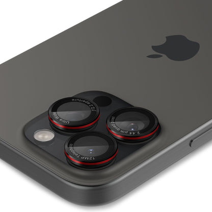 SPIGEN Tempered glass camera for iPhone 14 Pro/Pro Max/15 Pro/Pro Max/16 Pro/16 Pro Max - black with red border – image 6