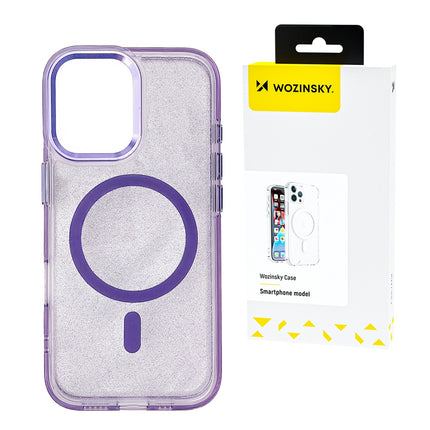 WOZINSKY Protective case for Samsung Galaxy S24 FE Glitter Case MagSafe - purple with glitter