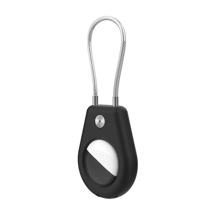 HURTEL Apple AirTag locator case with steel cable - black
