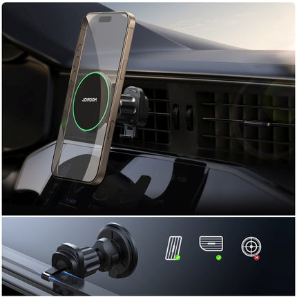 JOYROOM Car holder with Qi2 15W phone charger for air vent - black – image 9