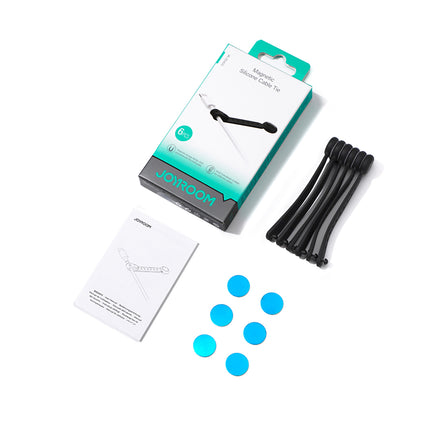 JOYROOM Silicone cable tie with magnet, black - set of 6 pcs. – image 3