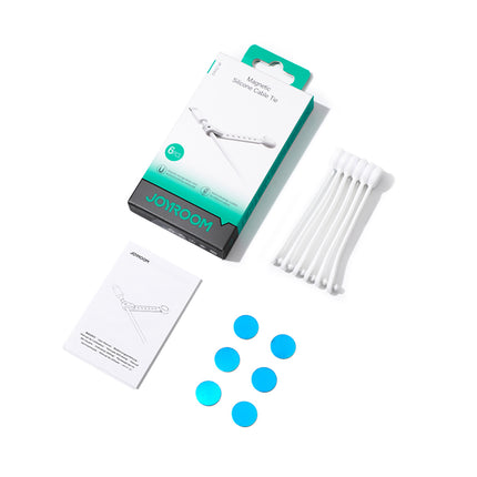 JOYROOM Silicone cable tie with magnet, white - set of 6 pcs. – image 3