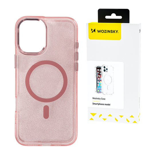 WOZINSKY Case for Samsung Galaxy S25+ Glitter Case with Mag Safe - pink with glitter