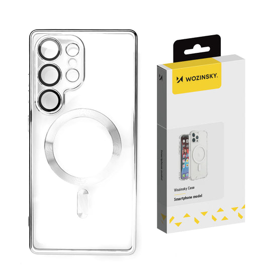 WOZINSKY Back case for Samsung Galaxy S25+ Electroplated Case with Magsafe - silver