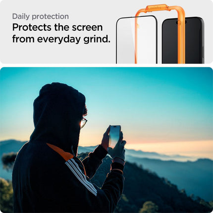 SPIGEN Tempered protective glass for iPhone 15 Plus ALM Glass FC - black 2 pcs. – image 10