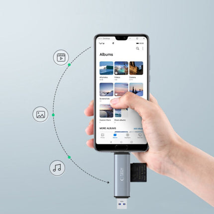 Tech-Protect SD / micro SD memory card reader with USB-C / USB-A connectors - gray – image 4