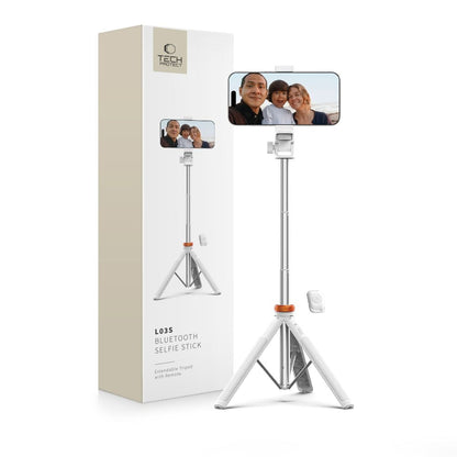 Tech-Protect Selfie stick Bluetooth photo stick with tripod remote control and head 180 to 148cm - white