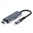 Tech-Protect SD / micro SD memory card reader with iPhone Lightning / USB-A connector - gray