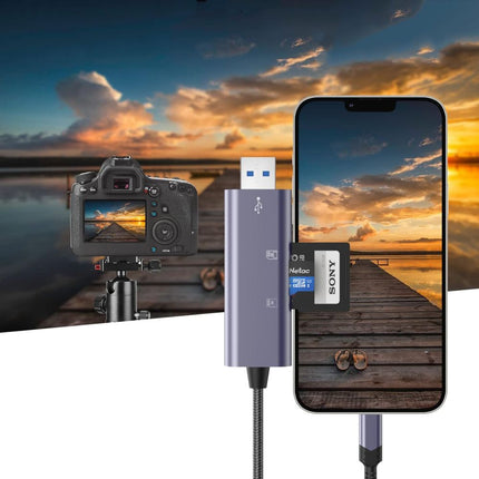Tech-Protect SD / micro SD memory card reader with iPhone Lightning / USB-A connector - gray – image 3