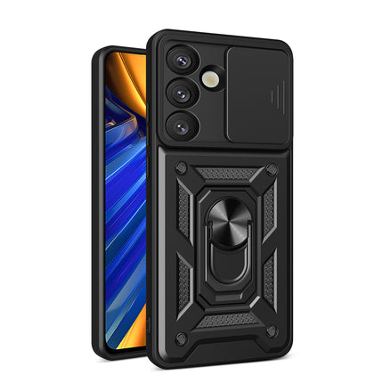 HURTEL Armored Case with Camera Protector Stand for Vivo V50 5G Hybrid Armor Camshield - Black