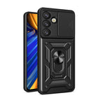 HURTEL Armored Case with Camera Protector Stand for Vivo V50 5G Hybrid Armor Camshield - Black