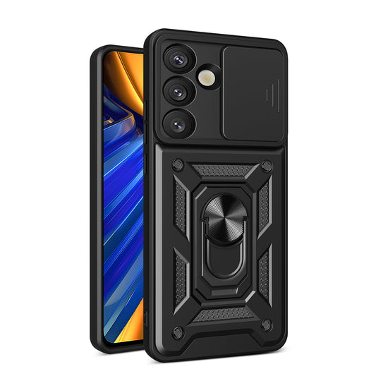 HURTEL Armored Case with Camera Protector Stand for Infinix Note 50 Pro 4G Hybrid Armor Camshield - Black