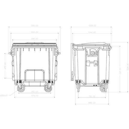 GSG24 Container for municipal waste PZH EN 840-2 DIN 1100L - black – image 6