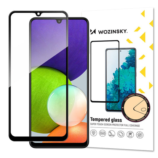WOZINSKY Full screen tempered glass with frame for Samsung Galaxy A22 4G Case Friendly - black