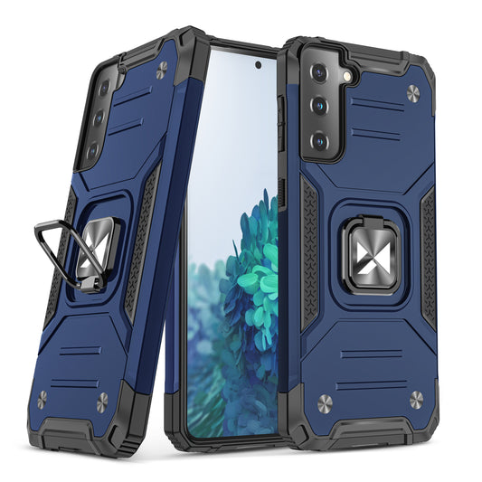 WOZINSKY Armored hybrid case with a magnetic holder for Samsung Galaxy S22+ Ring Armor - blue