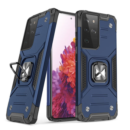 WOZINSKY Armored hybrid case with magnetic holder for Samsung Galaxy S22 Ultra Ring Armor - blue