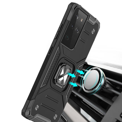 WOZINSKY Armored hybrid case with magnetic holder for Samsung Galaxy S22 Ultra Ring Armor - blue – image 6