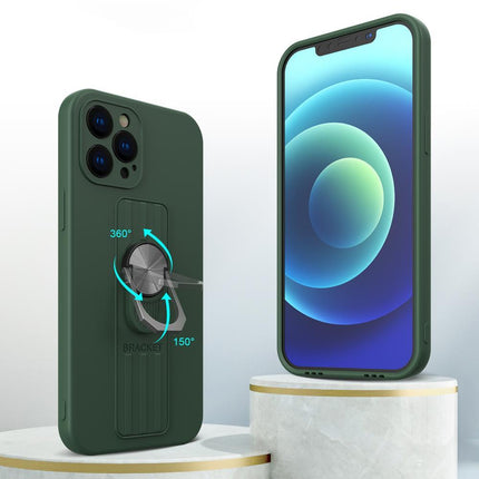 HURTEL Silicone Case with Finger Grip and Kickstand for Xiaomi Poco M4 Pro 5G Ring Case - Black – image 2