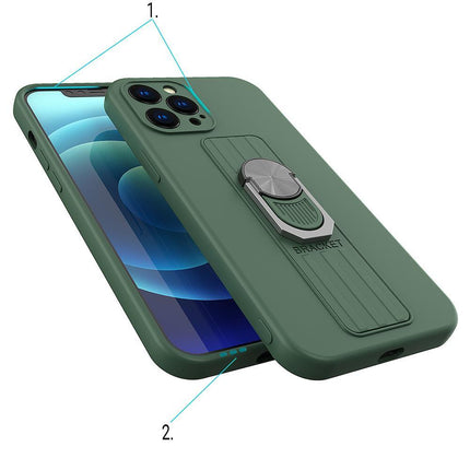 HURTEL Silicone Case with Finger Grip and Kickstand for Xiaomi Poco M4 Pro 5G Ring Case - Black – image 3
